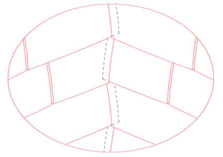 enlarged view of cutting to internal corner